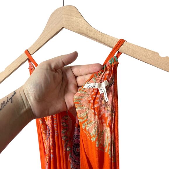 Anthropologie Floreat Livia Halter Dress Keyhole Tie Back Medium Orange US 4 - Picture 6 of 12